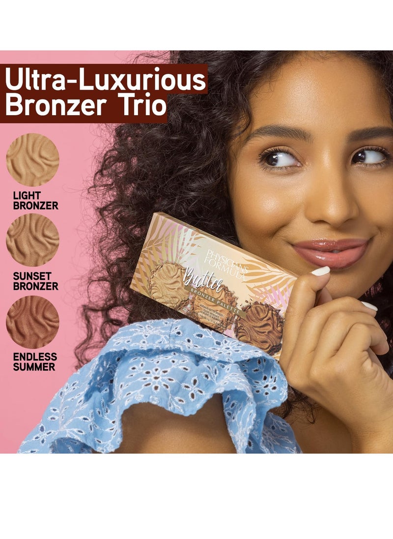 Physicians Formula Murumuru Butter Bronzer Face Makeup Palette Set, Includes Nourishing Butter Bronzer, Highlighter, Blush, Dermatologist Tested, Vegan & Cruelty-Free - Endless Summer Powder