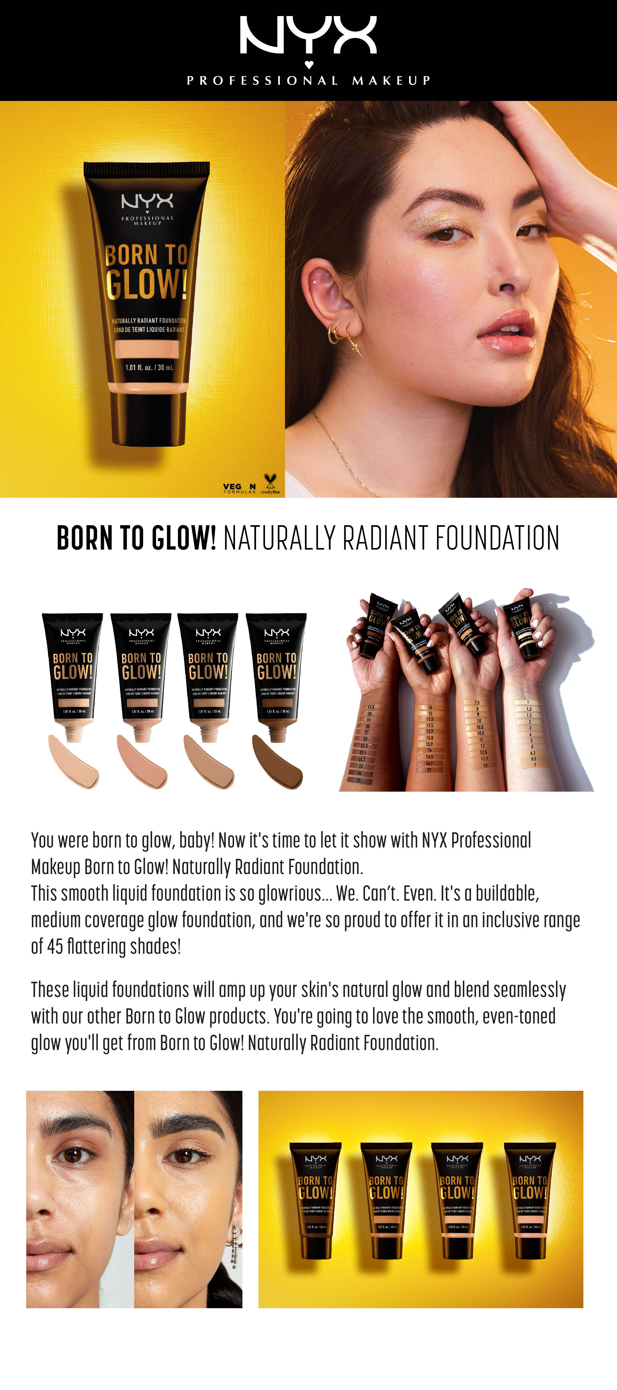 Born To Glow! Naturally Radiant Foundation Deep Sable