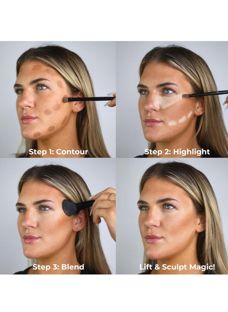 W7 Lift & Sculpt Cream Contour Kit - Concealing, Highlighting & Contouring Makeup Palette - Step-by-Step Instructions Included