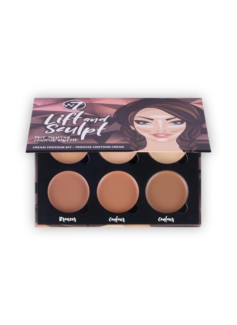 W7 Lift & Sculpt Cream Contour Kit - Concealing, Highlighting & Contouring Makeup Palette - Step-by-Step Instructions Included