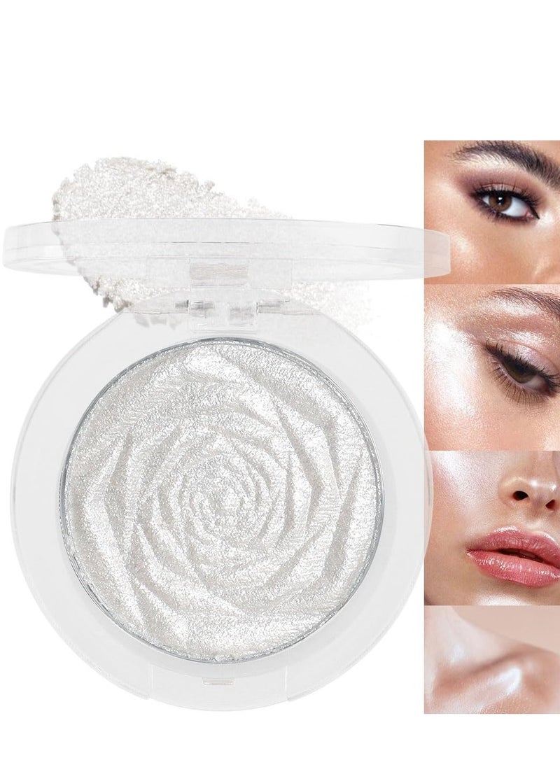 evpct Pearl White Silver Face Highlighter Makeup, White Shimmer Glitter Diamond Sparkly Highlighters Makeup Eyeshadow Palette Powder for Face Body Cheek Skin, inner corner Eye Highlighter Makeup 01