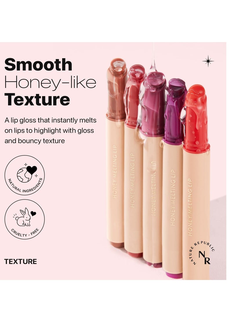 Nature Republic HONEY MELTING LIP (07 LYCHEE) SOFT LIP STICK, korean lip, Lip Gloss, Glow lip, glossy, lip balm, lip crayon, jelly gloss, lip pen, tint gloss, sheer lip, korean make up