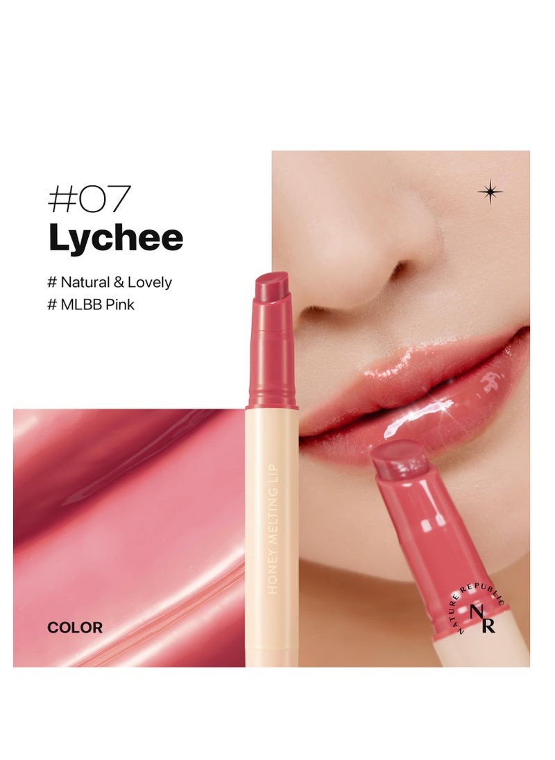 Nature Republic HONEY MELTING LIP (07 LYCHEE) SOFT LIP STICK, korean lip, Lip Gloss, Glow lip, glossy, lip balm, lip crayon, jelly gloss, lip pen, tint gloss, sheer lip, korean make up