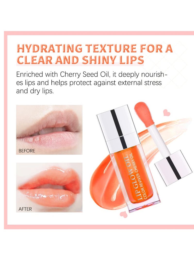 Hydrating Lip Glow Oil, Lip Oil Gloss Transparent Toot Tinted Nourishing Long Lasting Repairing Lightening Lip Lines (RASPBERRY) 0.2 OZ