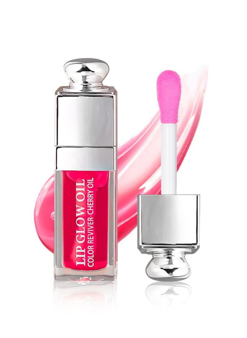 Hydrating Lip Glow Oil, Lip Oil Gloss Transparent Toot Tinted Nourishing Long Lasting Repairing Lightening Lip Lines (RASPBERRY) 0.2 OZ