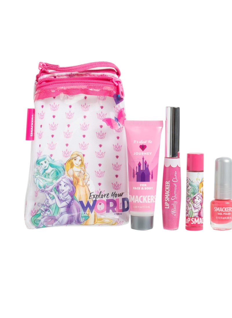 Lip Smacker Princess Glam Bag Makeup Set, Lip Balm, Lip Gloss, Nail Polish, Lotion