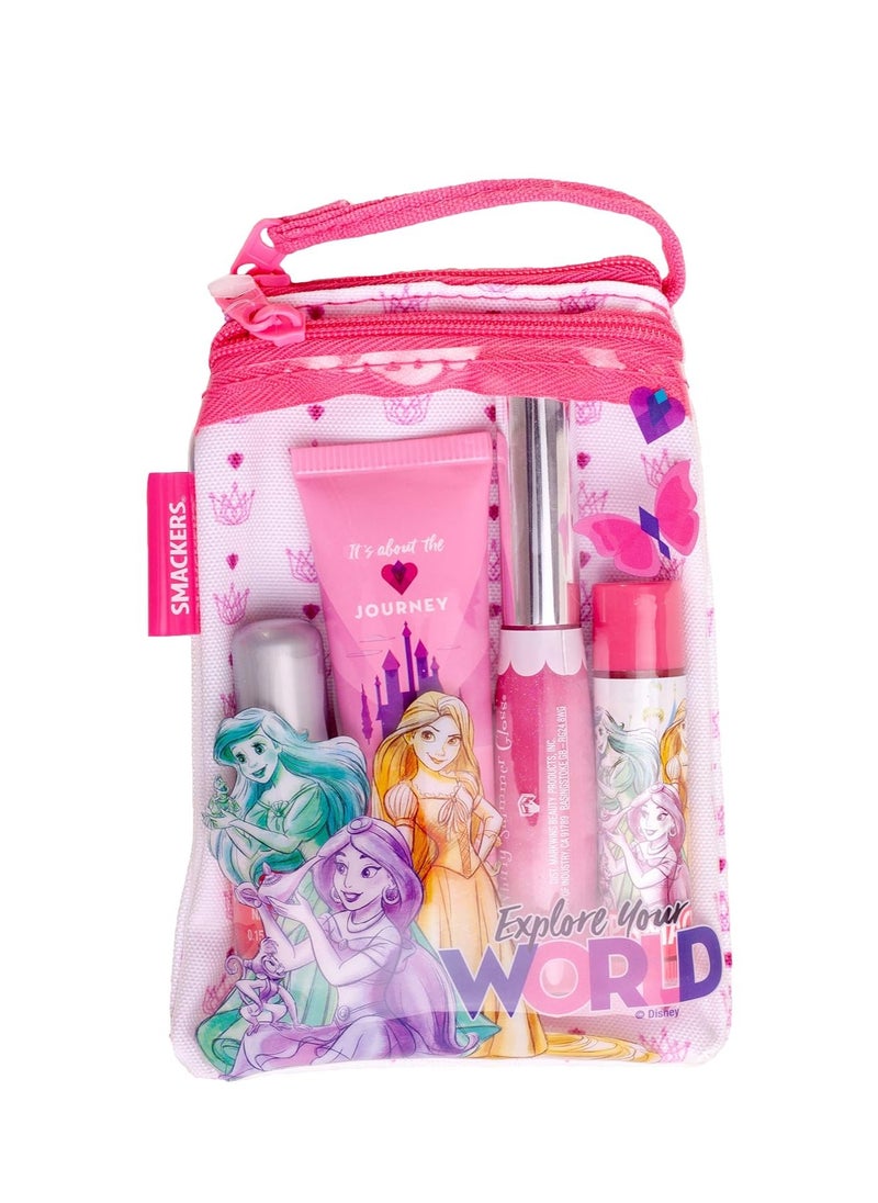 Lip Smacker Princess Glam Bag Makeup Set, Lip Balm, Lip Gloss, Nail Polish, Lotion