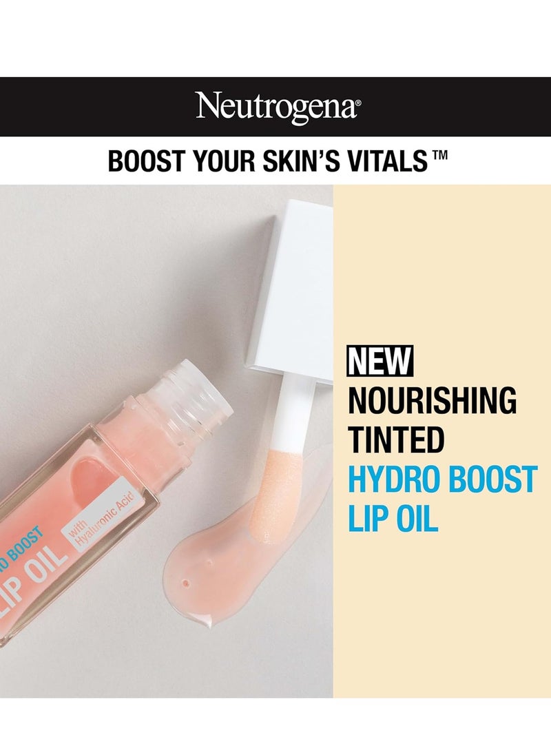 Neutrogena Hydro Boost Tinted Lip Oil with Hyaluronic Acid, glossy lip oil designed to hydrate & nourish lips while bringing out their natural color, Light Pink, .2 oz