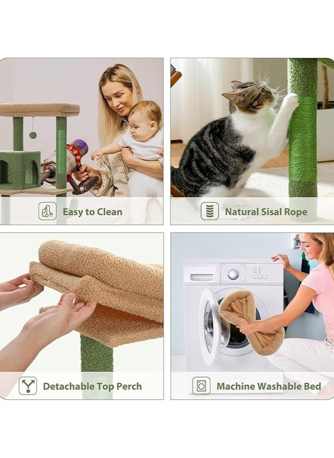 143 cm Tall Cat Tree for Indoor Cats, Multi-Level Cat Tower with Super Large Hammock, Sisal Covered Scratching Posts, Cozy Condo and Top Perch (Large)