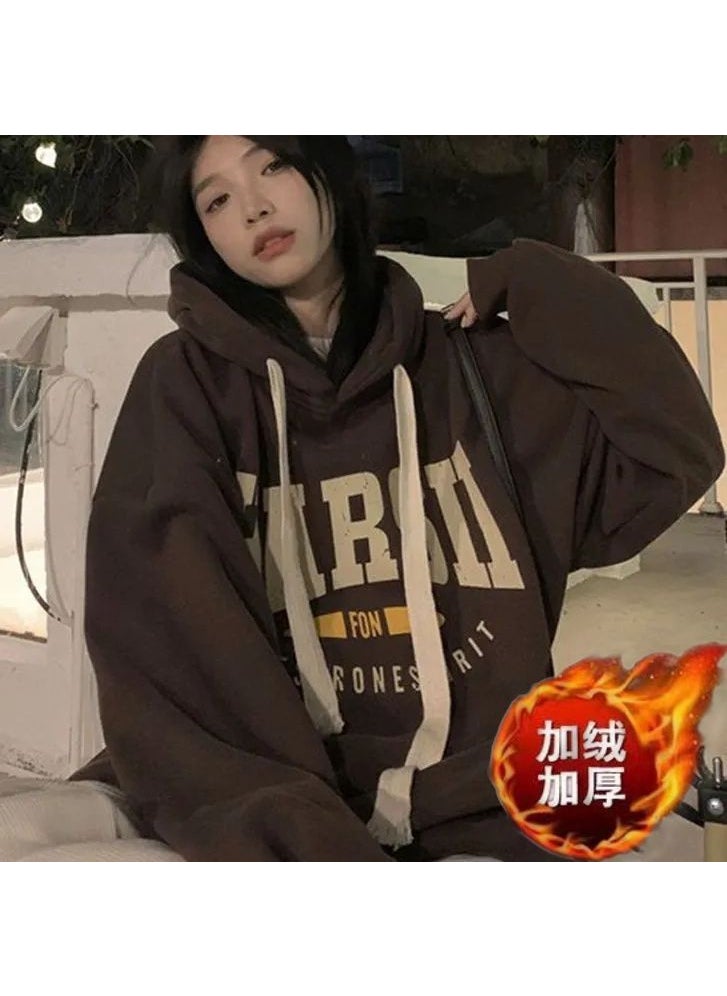 2023 Autumn Winter Hoodie Oversize Loose Couples Sweatshirt Black