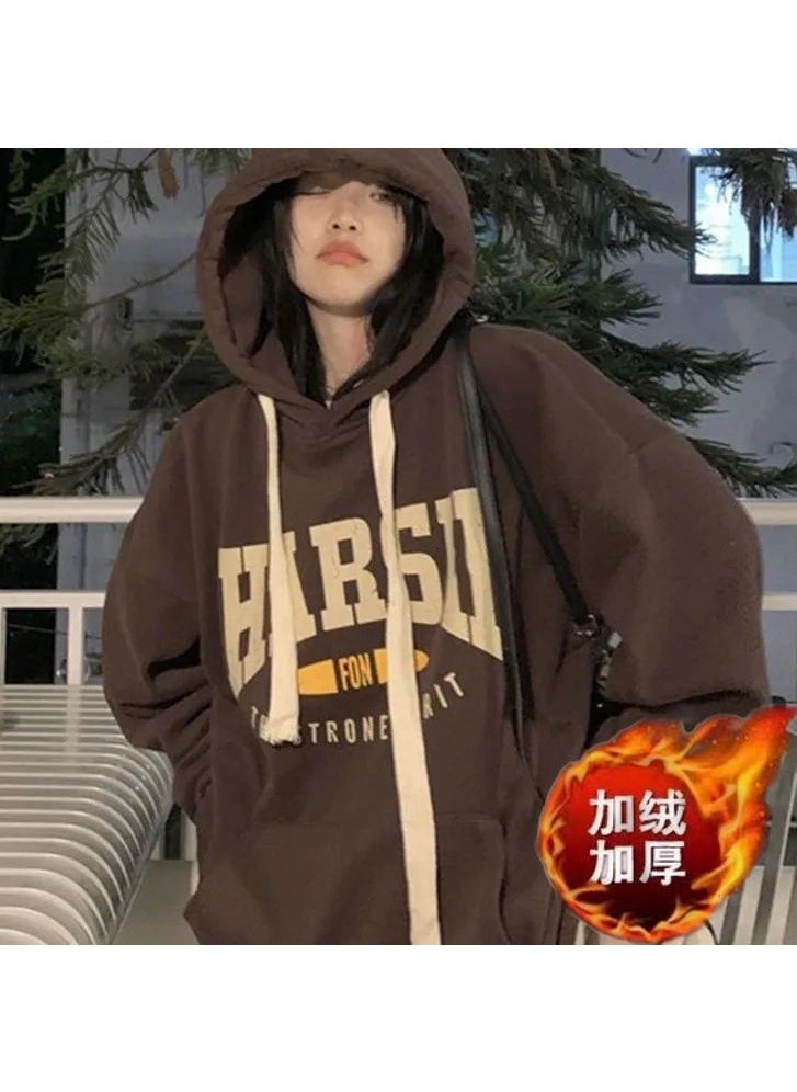 2023 Autumn Winter Hoodie Oversize Loose Couples Sweatshirt Black