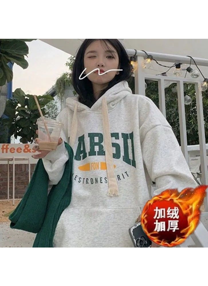 2023 Autumn Winter Hoodie Oversize Loose Couples Sweatshirt White