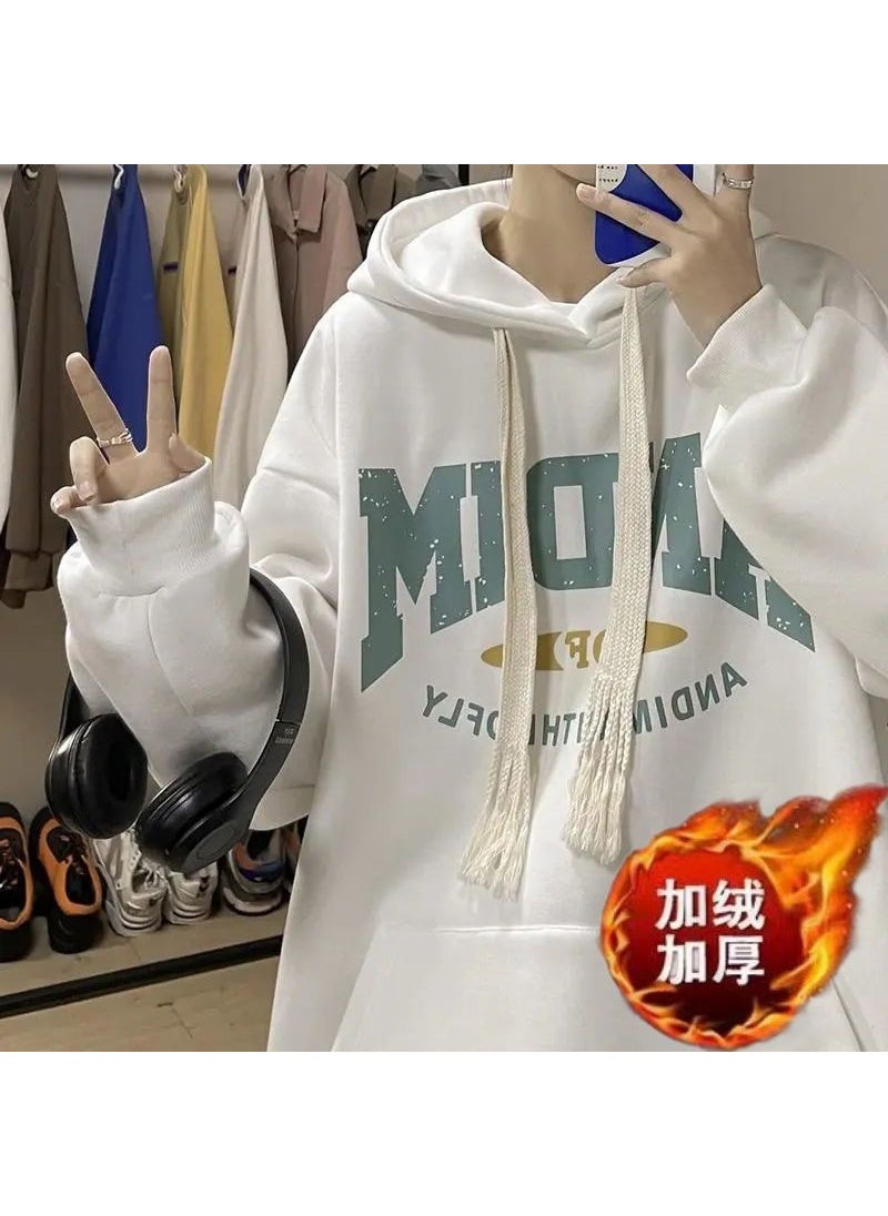 2023 Autumn Winter Hoodie Oversize Loose Couples Sweatshirt White