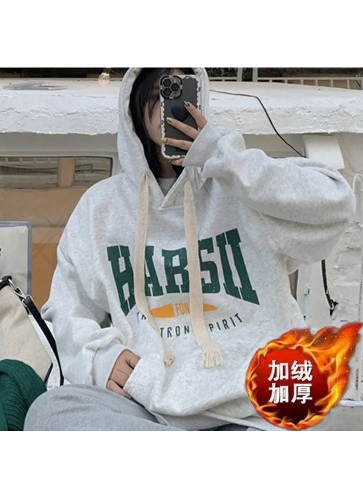 2023 Autumn Winter Hoodie Oversize Loose Couples Sweatshirt White