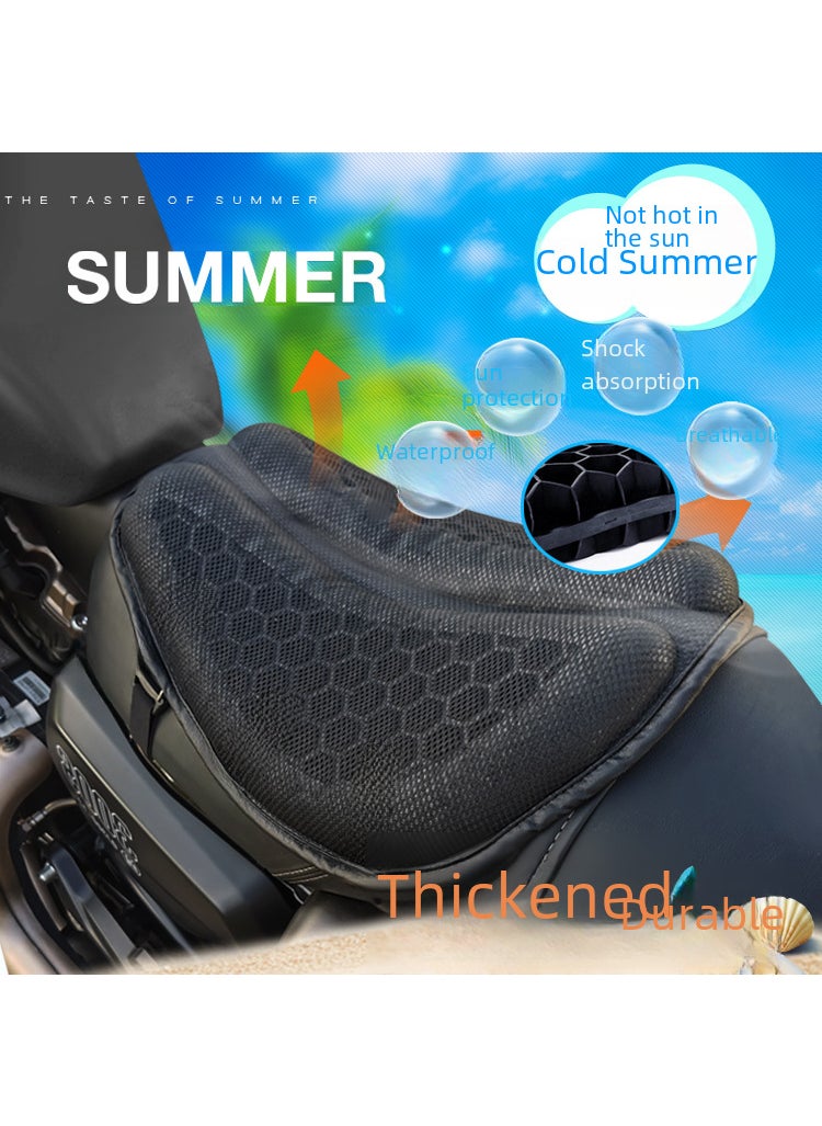 Honeycomb 3D summer heat insulation breathable motorcycle gel cushion cover electric car seat cover sunscreen four seasons universal waterproof Black