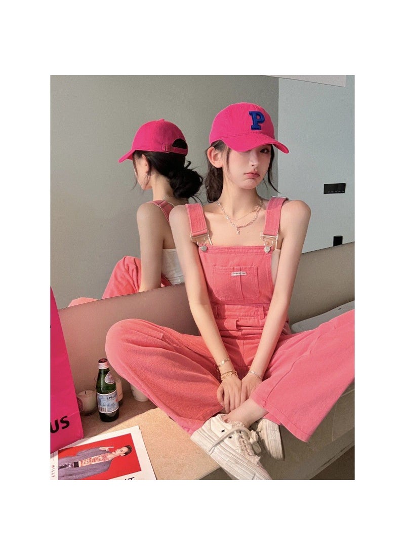 Chic Pink Denim Overalls Womens Spring-Fall 2023 Pink