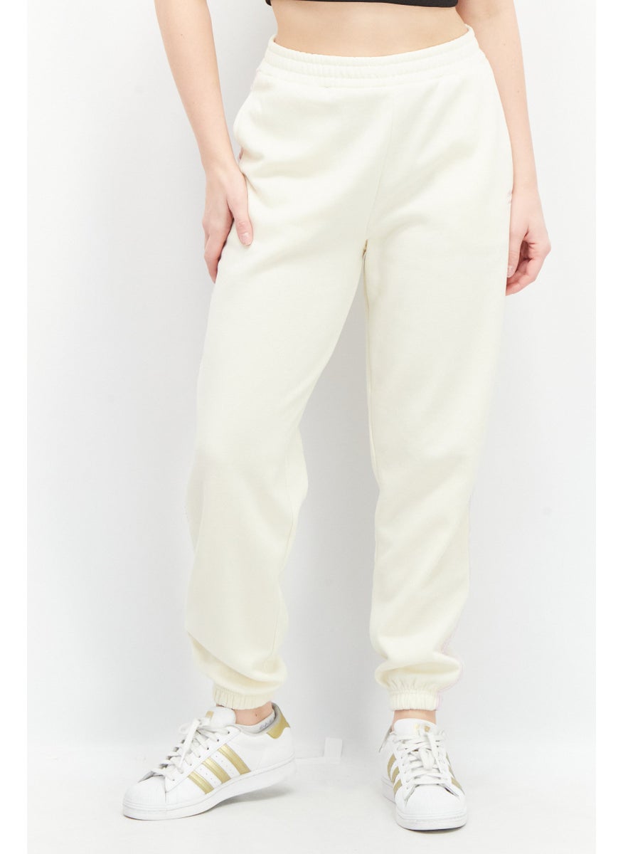 Women Regular Fit Embroidered Jogger Pants, Off White