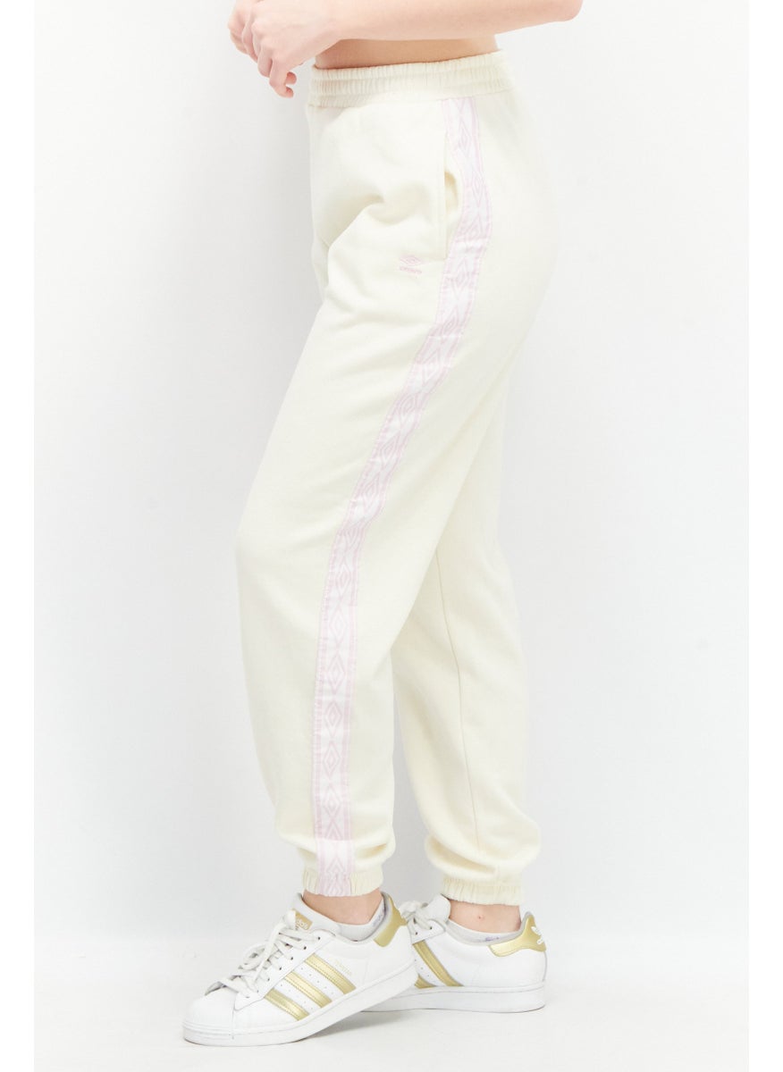 Women Regular Fit Embroidered Jogger Pants, Off White