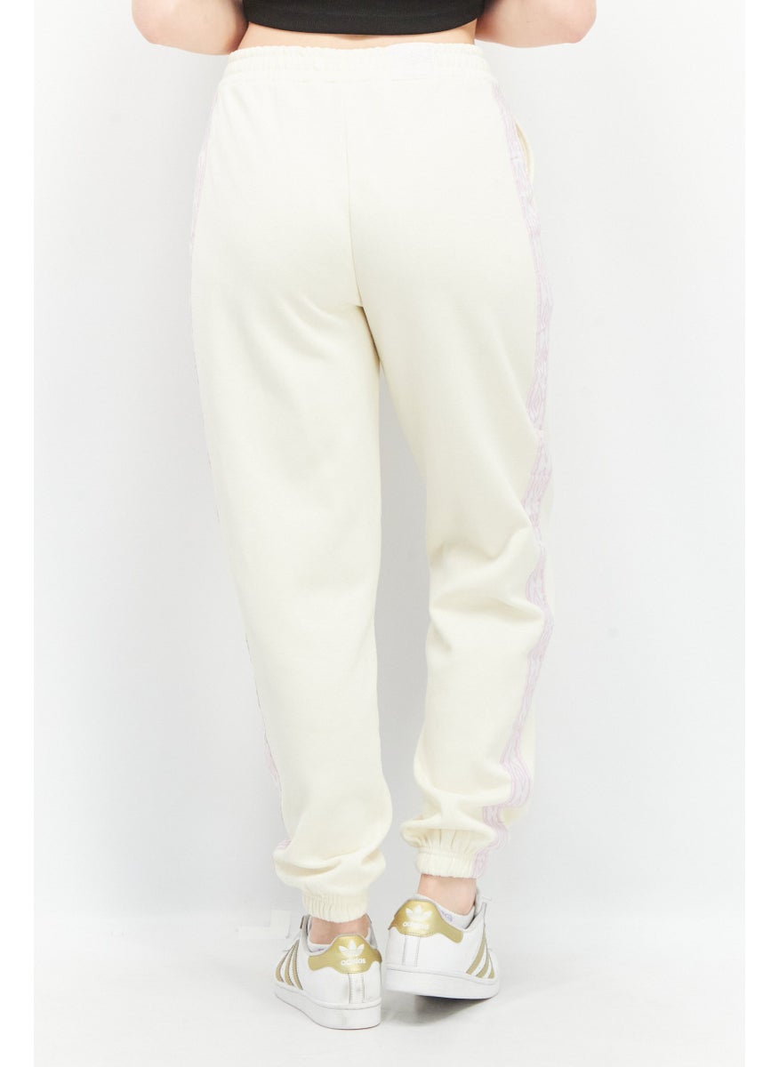 Women Regular Fit Embroidered Jogger Pants, Off White