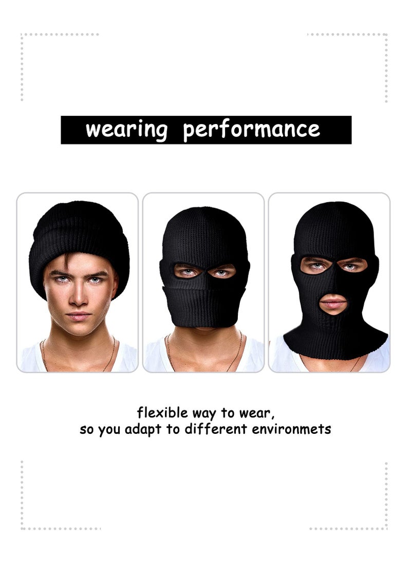 3-Hole Full Face Cover Winter Outdoor Sport, Knitted Face Cover Ski Mask, Adult Balaclava Headwrap, Full Face Mask for Motorcycle, Cycling, Snowboarding, Outdoor Sports for Men and Women