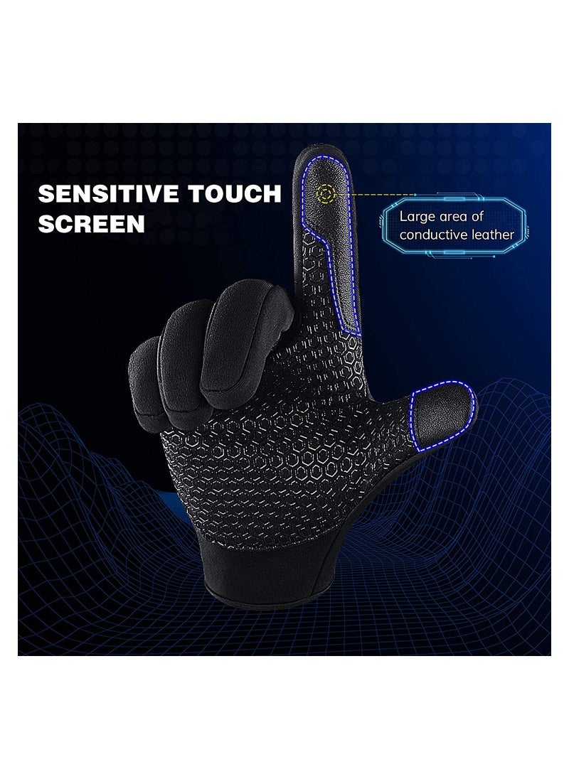 Cycling Gloves Bicycling Gloves Anti Slip Shock Absorbing Men Women Winter Cycling Gloves Three Fingers Touch Screen Fleece Windproof Waterproof Warm Outdoors Sport Gloves