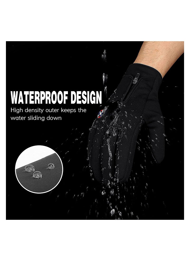 Cycling Gloves Bicycling Gloves Anti Slip Shock Absorbing Men Women Winter Cycling Gloves Three Fingers Touch Screen Fleece Windproof Waterproof Warm Outdoors Sport Gloves