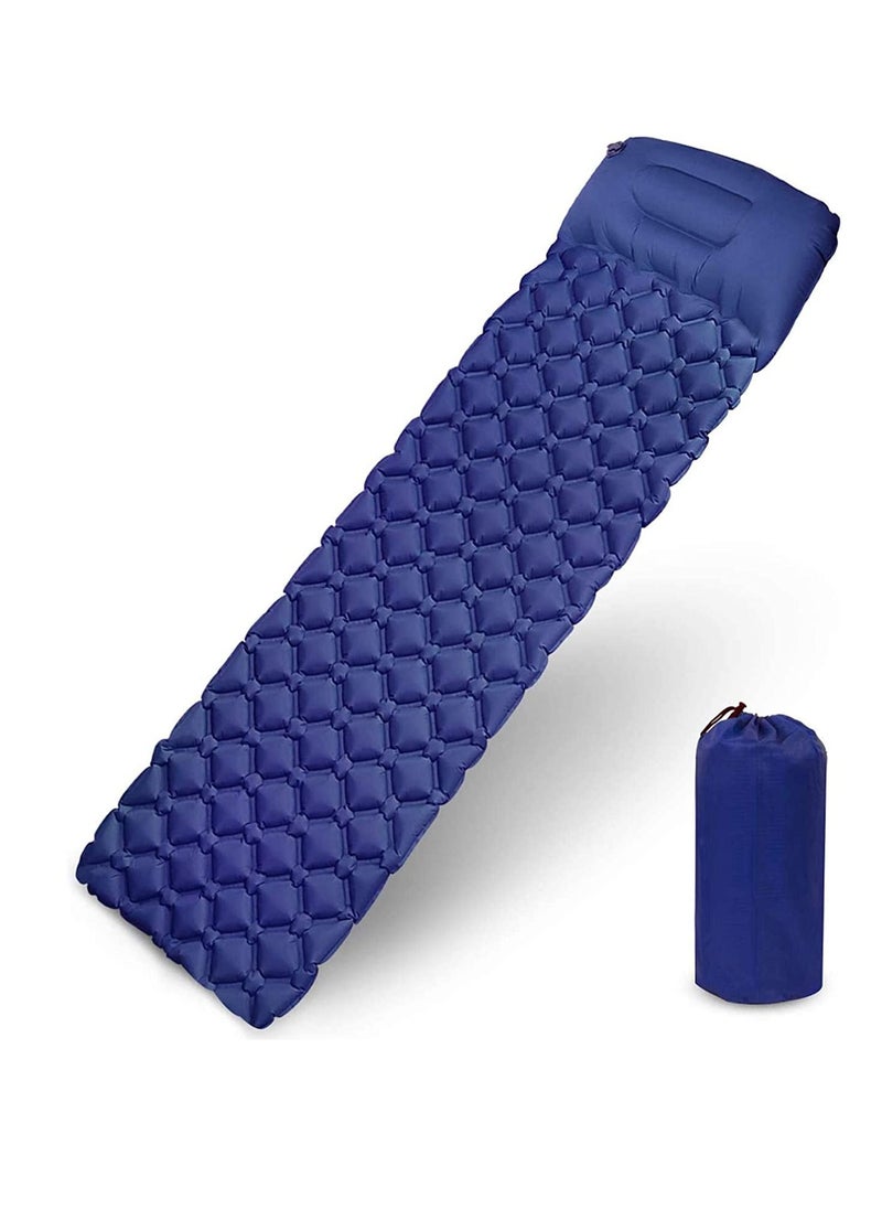 Inflatable Sleeping Mat Pad Ultralight Camping Mattress with Pillow Waterproof Leakproof Inflating Single Bed Portable Air Pad Mat for BackpackingCampingTravel