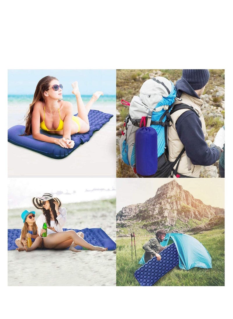 Inflatable Sleeping Mat Pad Ultralight Camping Mattress with Pillow Waterproof Leakproof Inflating Single Bed Portable Air Pad Mat for BackpackingCampingTravel