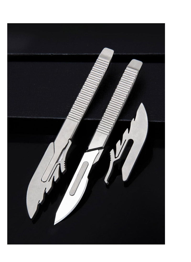 Pocket Scalpel Utility Knife, Mini Flipper Scalpel Pocket Knife with 10pcs #24 Replaceable Blade, EDC Multi-Tool Craft Knives for Box Opening, Paper Cutting, Gift for Men/Women