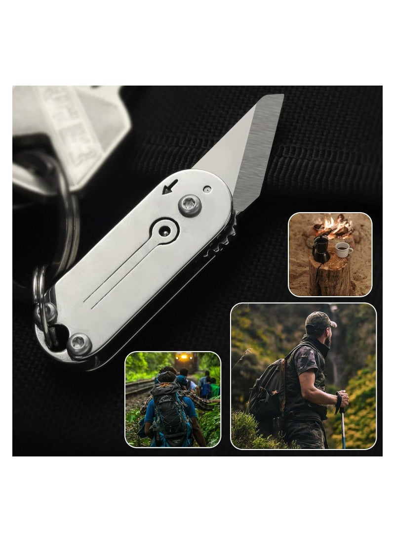 Mini Folding Pocket Tool, Portable Small Keychain Tool for Daily Use and Outdoors, Small Pocket Knife, Mini EDC Tool, Box Cutter, Stainless Steel Folding Knife for Men, Fruit Knife, Camping Knife