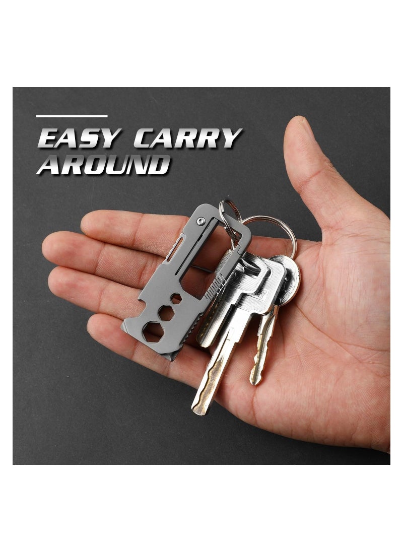 Carabiner Titanium Multifunction Keychain Tool, 8 in 1 Multifunction Keychain with Folding Knife, Bottle Opener, Screwdriver, Key Clip, Men's EDC Keychain, Survival Gear for Outdoor Camping Hiking