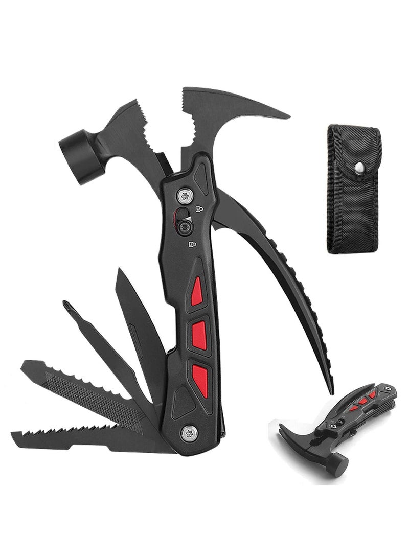 Multitool Hammer, Portable 12in1 Multi Tool Gadgets for Men, Camping Accessories Survival Gear, Emergency Tool Hammer for Home or Car, Unique Gifts for Him Boyfriend Husband