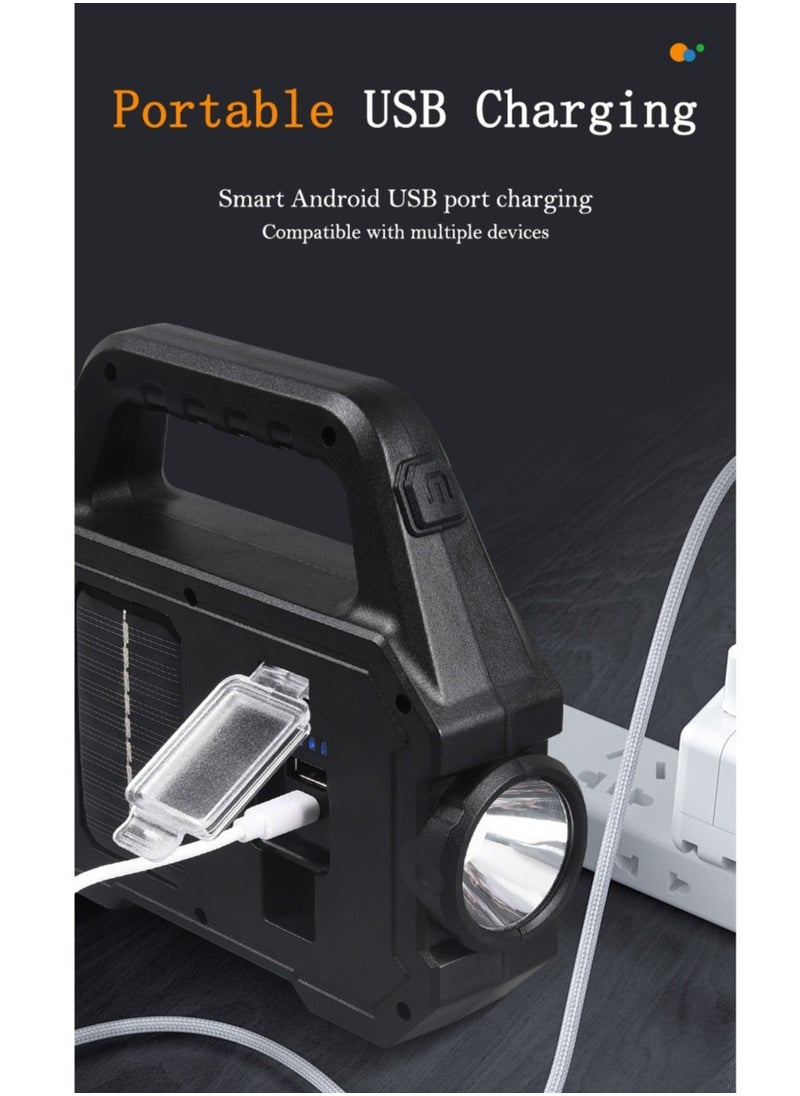 Super Bright Solar COB Camping Lantern Waterproof Work Light with 6 Gear COB LED USB Rechargeable Flashlight 800 Lumens