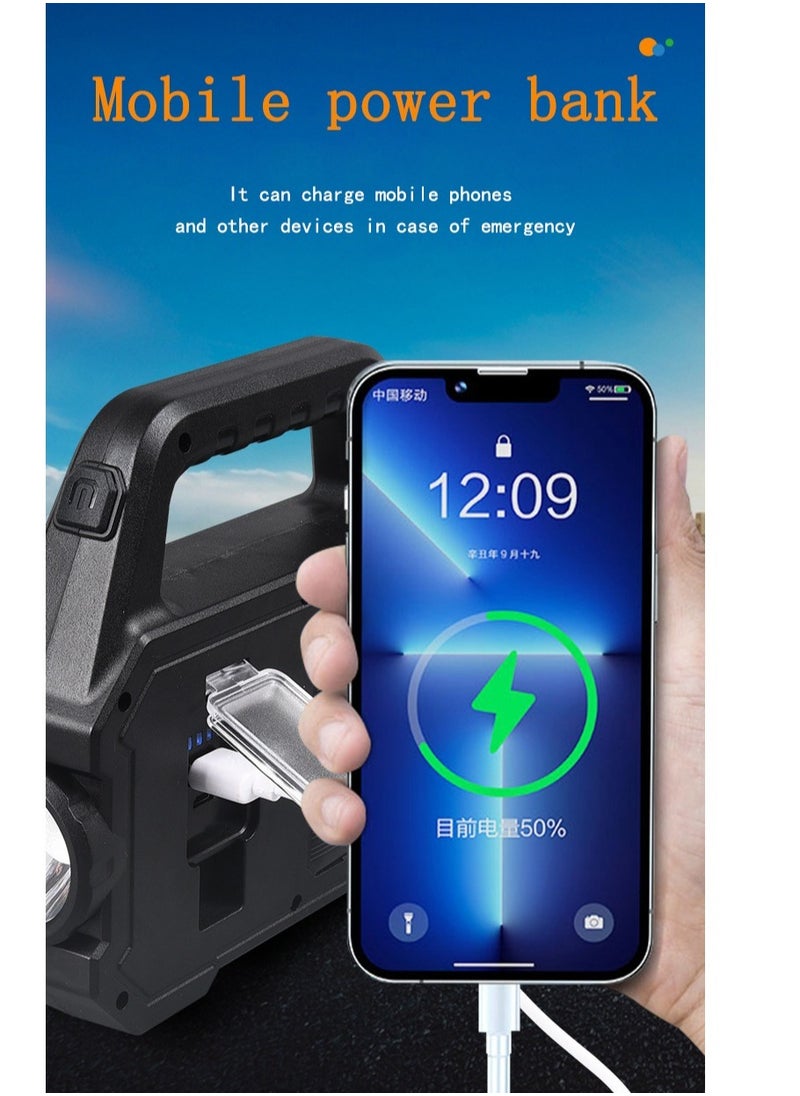 Super Bright Solar COB Camping Lantern Waterproof Work Light with 6 Gear COB LED USB Rechargeable Flashlight 800 Lumens