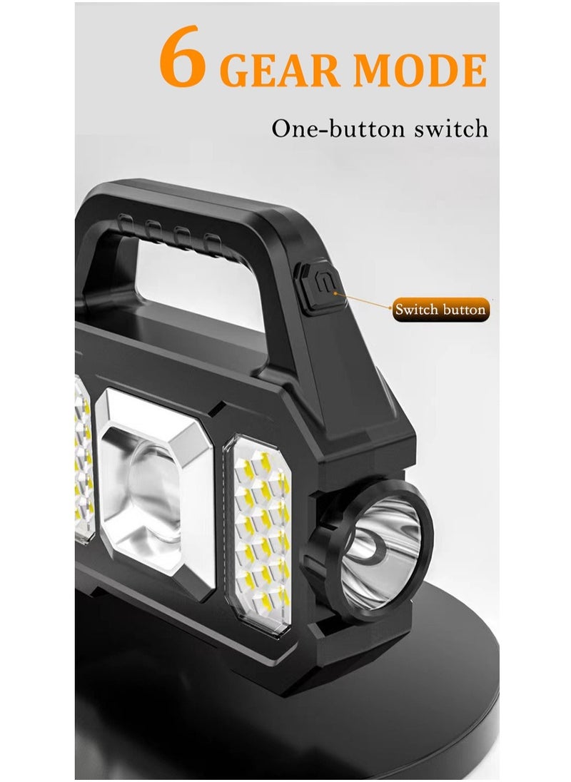 Super Bright Solar COB Camping Lantern Waterproof Work Light with 6 Gear COB LED USB Rechargeable Flashlight 800 Lumens