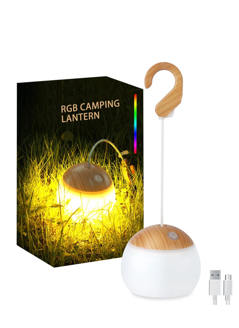 Rechargeable Camping Lantern, 4 Light Modes LED Camping Lantern with Hanging Hook Silicone Rechargeable Camping Light Battery Operated Waterproof Tent Light for Patio Garden Party Hiking