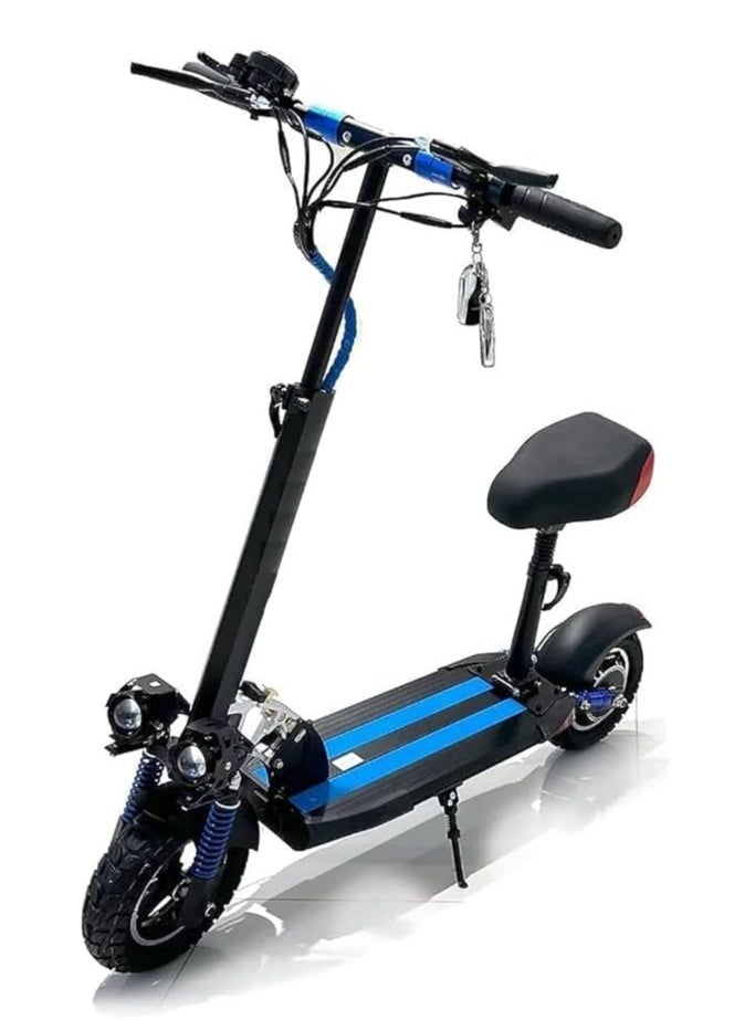 E10-scooter for Adult Foldable Speedy with LED Light and 50Km Mileage 800Watts Full Foldable 48V 10Ah Improved (1000wh) 50Km Speed Include Anti-Theft RC and Free vest, helmet and lock