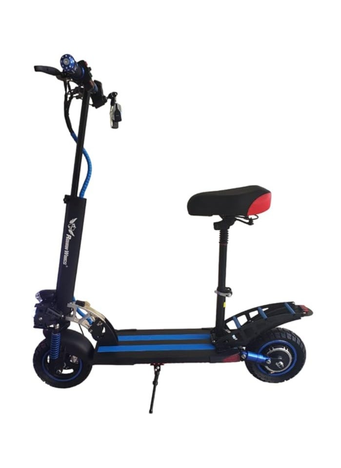 Rohan Wings E10 Pro Electric Scooter 2024 1800W, 25 to 30km Mileage Full Foldable, With Off Road Tires for 10 X 2.5 Tires, Blue