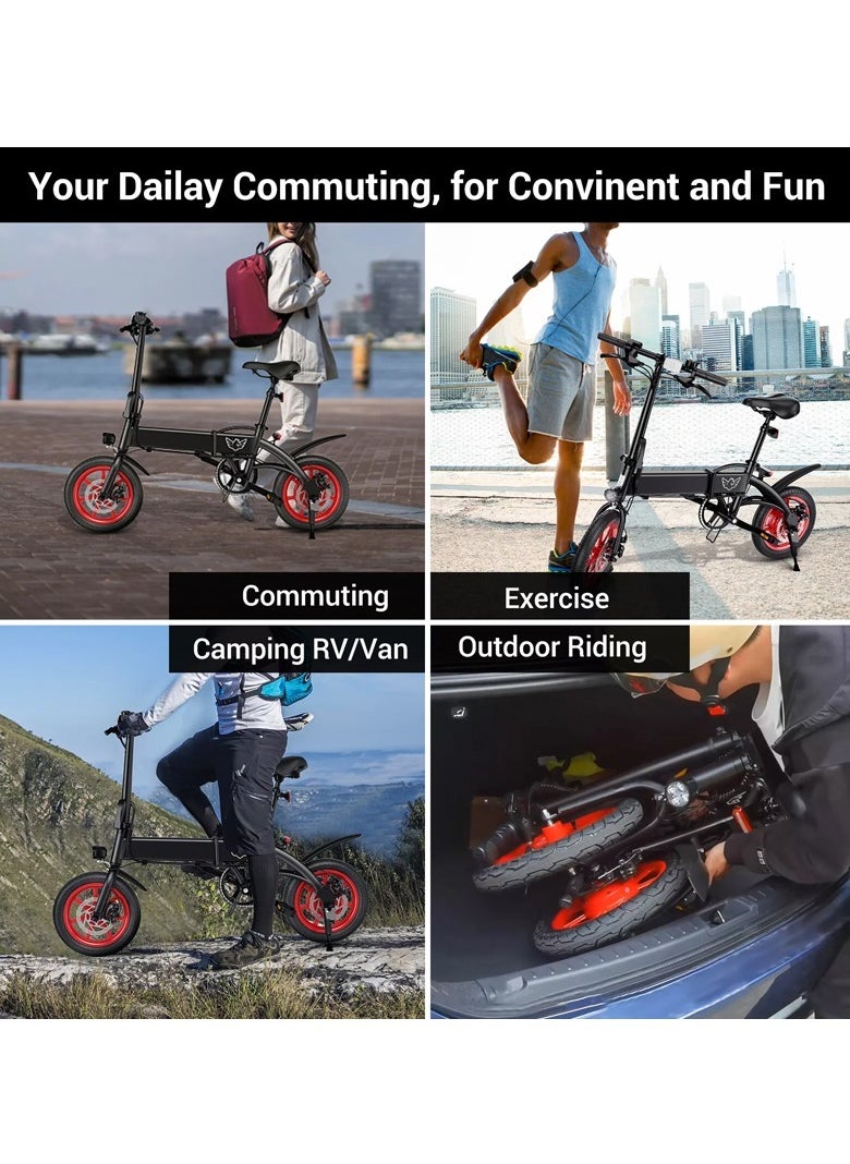 Premium Quality Adult Folding Electric Scooter with 350W Brushless Motor, 36V 8AH Battery, Carbon Alloy Frame, 14-Inch Tires, Dual Disk Brake, 35KM Range in Single Charge, Adjustable Seat Electric Scooter for Men and Women