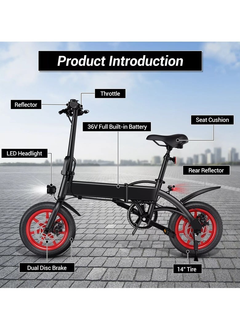 Premium Quality Adult Folding Electric Scooter with 350W Brushless Motor, 36V 8AH Battery, Carbon Alloy Frame, 14-Inch Tires, Dual Disk Brake, 35KM Range in Single Charge, Adjustable Seat Electric Scooter for Men and Women