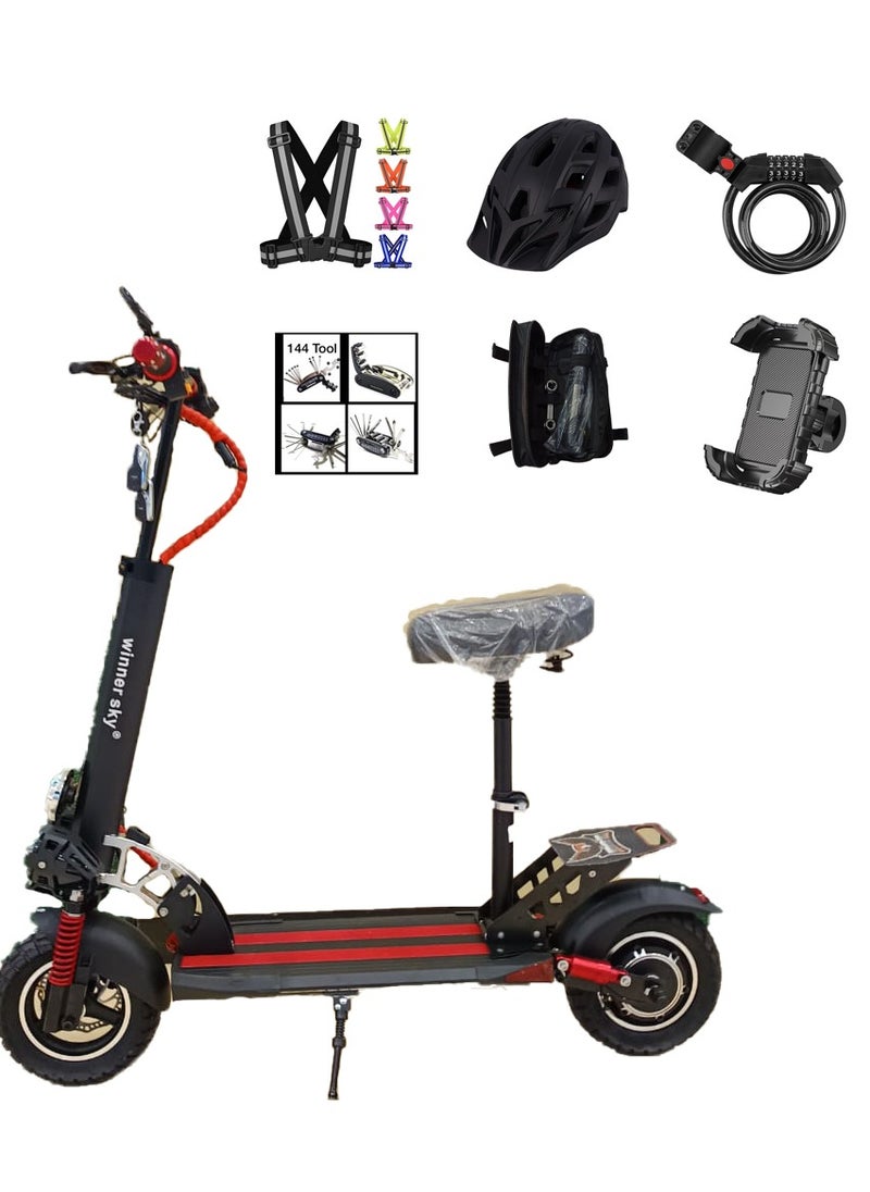 Winner Sky E10 Pro (PLUS) Red Electric Scooter | 3000W motor | 35 km Range with a 36V13AH battery, Big Digital Display, Bluetooth, 10