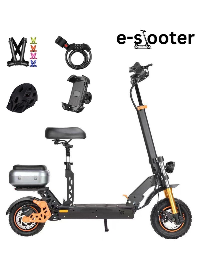 Electric Scooter for Adults M5 Pro , Durable and Strong Motor, 45km range with Big & Powerful 48V 18AH Battery, Bluetooth Speaker, Dual Shocks, Dual Braking with free accessories Helmet, Safety Belt, Mobile Holder, Pump, Tool Kit and Lock.