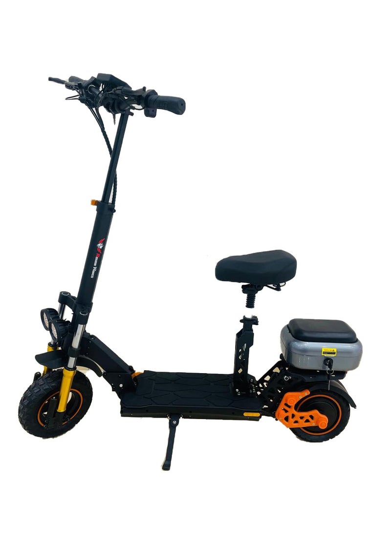 Electric Scooter for Adults M5 Pro , Durable and Strong Motor, 45km range with Big & Powerful 48V 18AH Battery, Bluetooth Speaker, Dual Shocks, Dual Braking with free accessories Helmet, Safety Belt, Mobile Holder, Pump, Tool Kit and Lock.