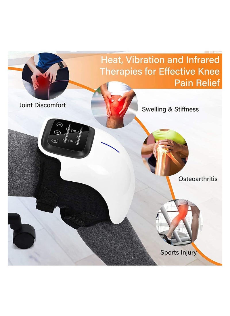 New Knee Massager, Electronic Smart Knee Massage Arthritis Knee Massage Large LED Screen Wearable with Heat Rechargeable for Knee Joint Pain Injury, Swelling and Stiffness