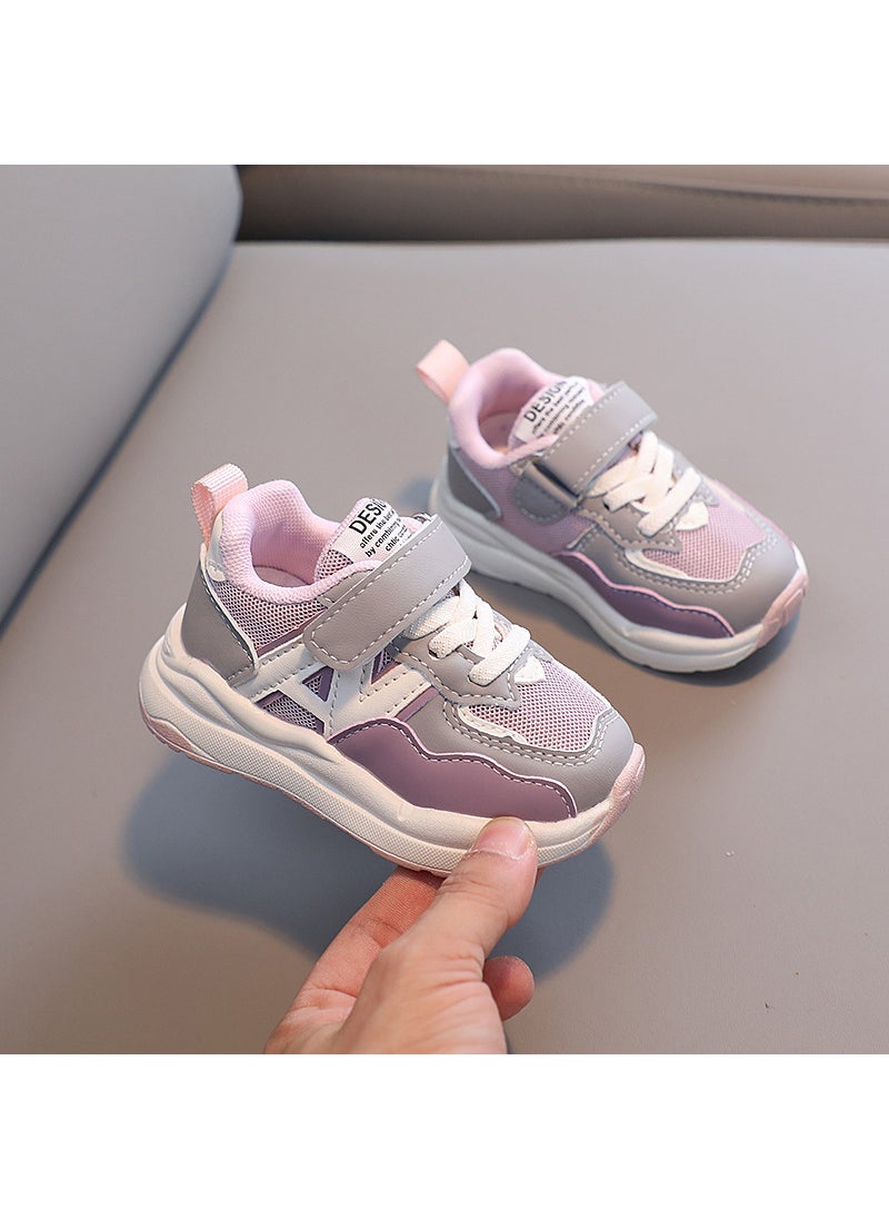 Childrens Sports Shoes Breathable Mesh Mesh Shoes Boys and Girls Spring and Autumn Casual Shoes 1-6 Years Old Running Shoes Baby Shoes KoreanPurple powder Purple powder