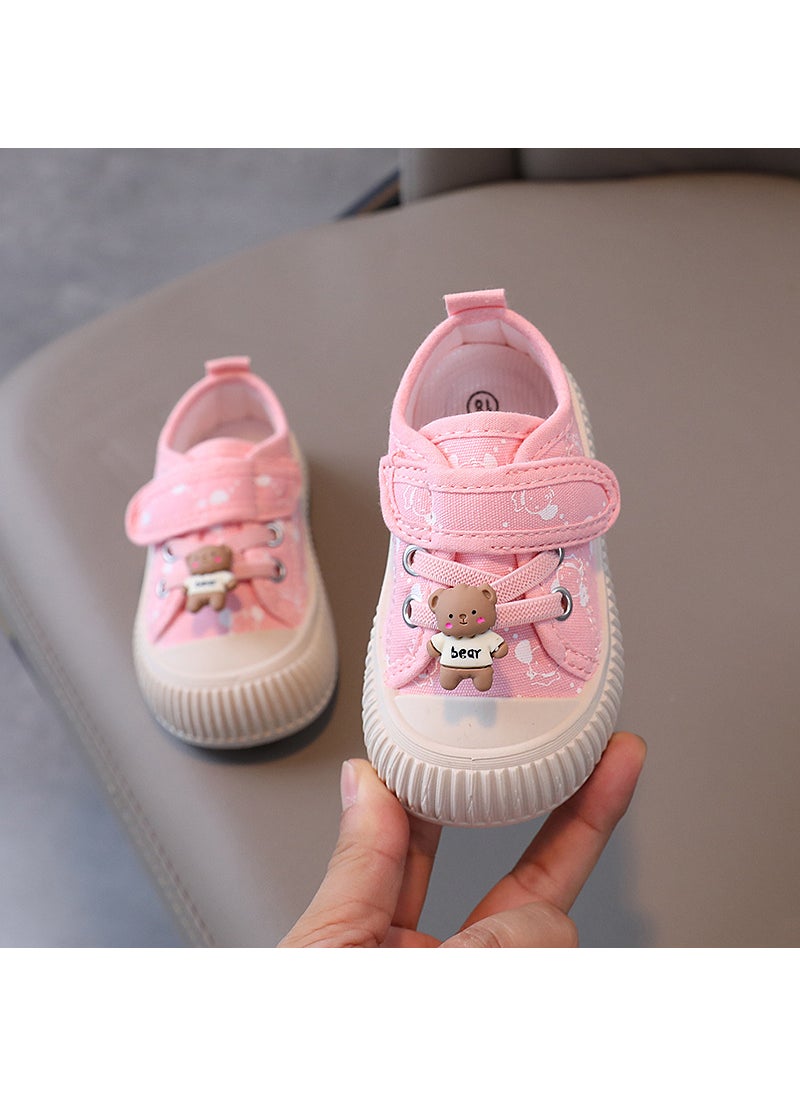 Unisex Kids Solid Soft-Soled Canvas ShoesPink Pink