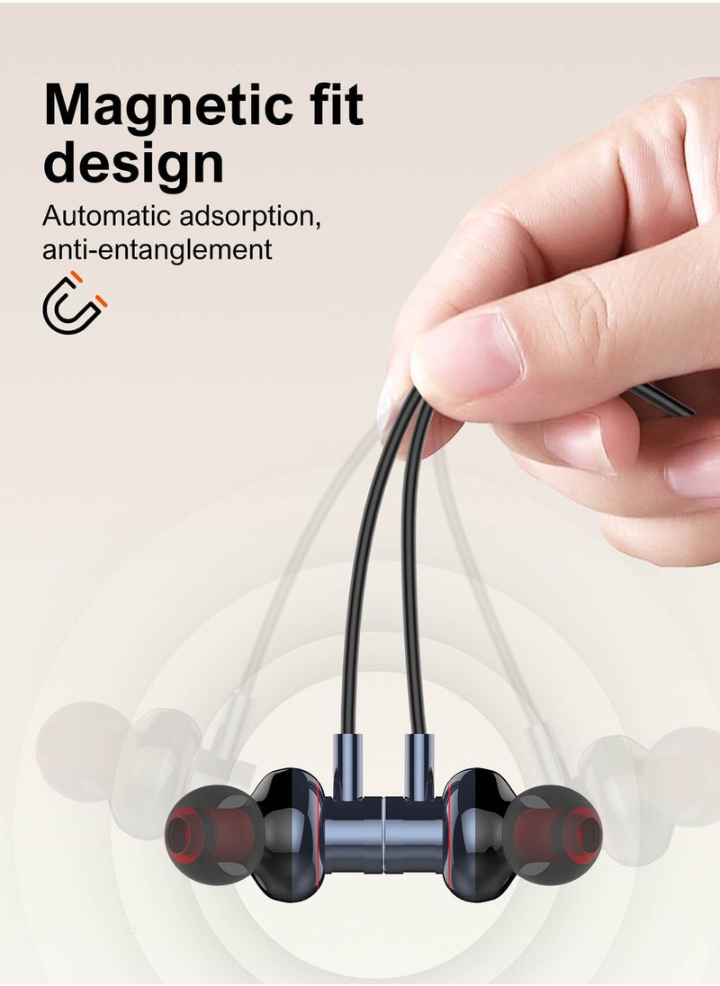 Wireless Bluetooth 5.3 in-Ear Neckband Earphones with Mic Grey