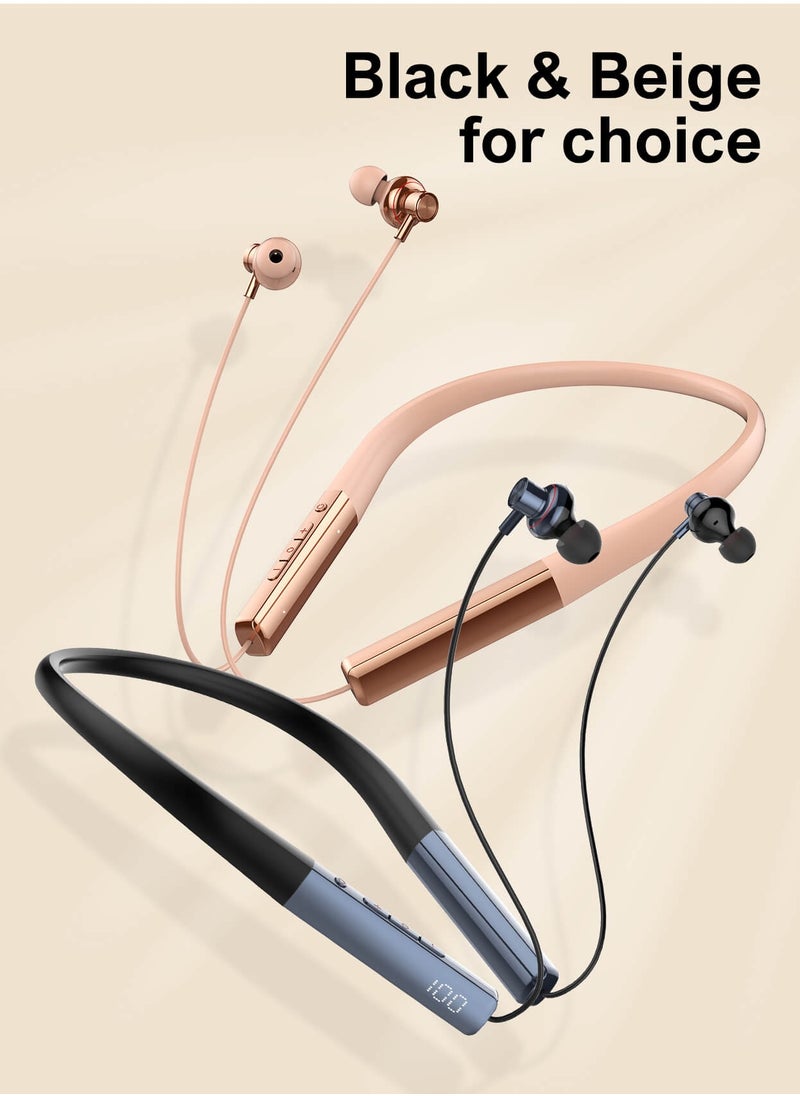 Wireless Bluetooth 5.3 in-Ear Neckband Earphones with Mic Grey