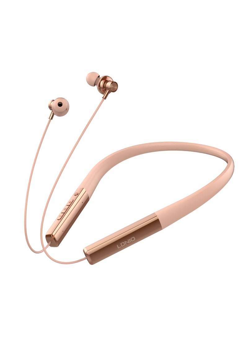 Wireless Bluetooth 5.3 in-Ear Neckband Earphones with Mic Rose Gold