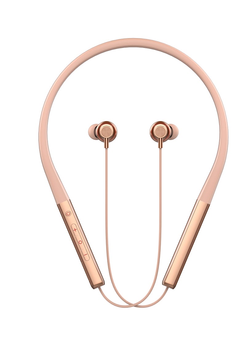 Wireless Bluetooth 5.3 in-Ear Neckband Earphones with Mic Rose Gold